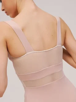 Dame Dansebutikken Balletdragter Damer-Grishko tank dragt i tea rosa med mesh udskæringer