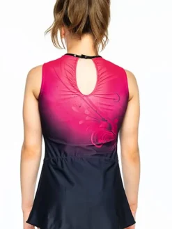 Dansebutikken Gymnastikkjole Piger-Gymnastikdragt med print, sten og påsyetskørt Agiva