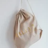 Dansebutikken Andet Til Ballet-Hør rygsæk/mulepose med guld BALLET skrift