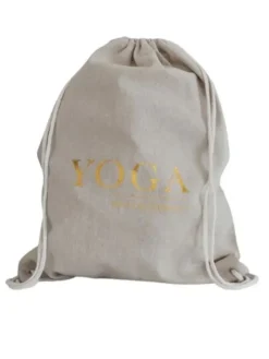 Dansebutikken Tasker Til Yoga-Hør rygsæk/mulepose med guld YOGA skrift