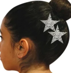 Dansebutikken Gymnastik Hårtilbehør|Hår Accessories-Hårclips stjerneformet i sølvglimmer