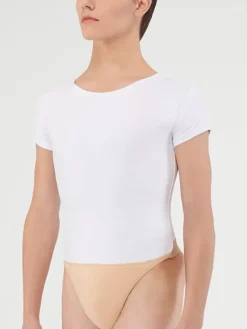 Børn Dansebutikken Ballettøj Drenge-Hvid balletbody med kort ærme til teen/herre