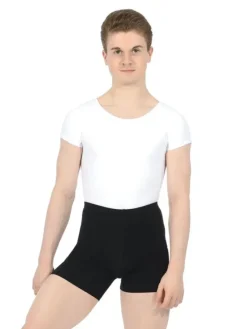 Børn Dansebutikken Ballettøj Drenge-Hvid body med kort ærme til ballet teen/herre