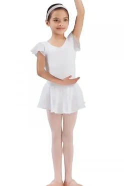 Børn Dansebutikken Gymnastikkjole Piger|Ballet Underdele Børn-Hvid chiffon skørt med palietter til piger Bloch