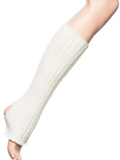 Dansebutikken Benvarmere Til Gymnastik|Benvarmere Til Ballet-Hvide ribstrikket benvarmere til ballet og dans