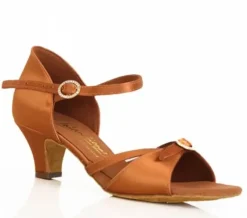 Dame Dansebutikken Pige Dansesko|Salsasko Damer-International dansesko Natasha dark tan satin junior