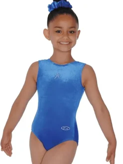 Dansebutikken Dragter Piger-Kongeblå velour gymnastikdragt piger The zone