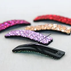 Dansebutikken Gymnastik Hårtilbehør|Hår Accessories-Lilla clic-clac hårspænde med rhinsten