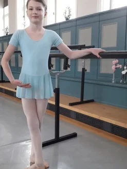Dame Dansebutikken Dragter Damer|Balletkjole Piger-Lyseblå dragt med påsyet chiffon skørt Ballet Rosa