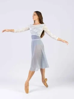 Dame Dansebutikken Skørter Til Skøjteløb|Ballet Underdele Damer-Lyseblåt langt pull on mesh skørt fra Mara Dancewear