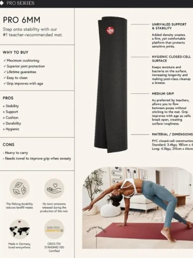 Dansebutikken Måtter Til Yoga-Manduka grå PRO måtte til yoga