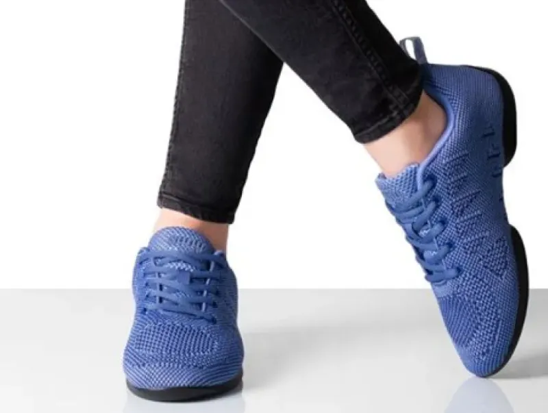 Dame Dansebutikken Salsasko Damer|Swingsko Damer-Mellem blå dansesneaker i åndbar strik til damer - Suny