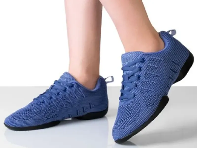 Dame Dansebutikken Salsasko Damer|Swingsko Damer-Mellem blå dansesneaker i åndbar strik til damer - Suny