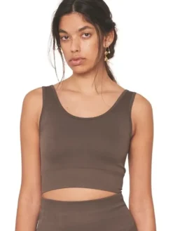 Dansebutikken Pilates Overdele|Yogatoppe-Moonchild crop top i brun