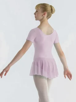 Børn Dansebutikken Gymnastikkjole Piger|Balletkjole Piger-Mørk rosa dragt med påsyet chiffon skørt Ballet Rosa