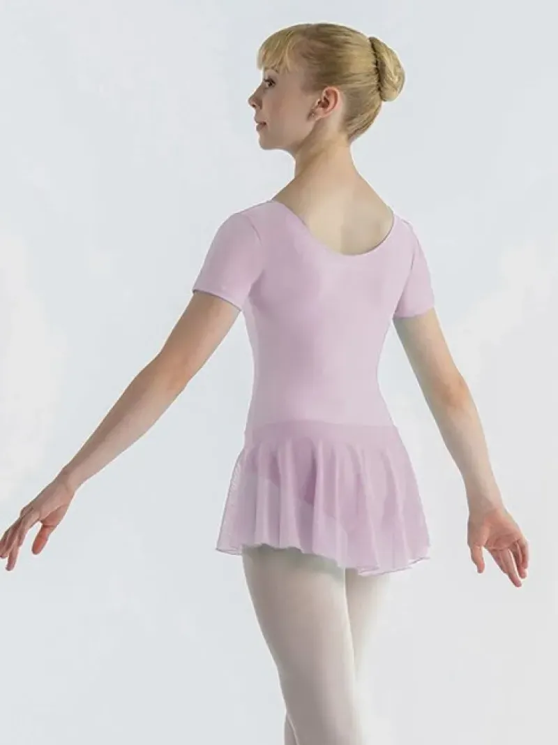 Børn Dansebutikken Gymnastikkjole Piger|Balletkjole Piger-Mørk rosa dragt med påsyet chiffon skørt Ballet Rosa