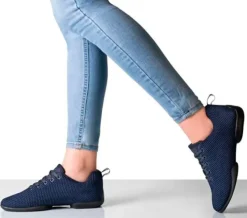 Dame Dansebutikken Salsasko Damer|Swingsko Damer-Mørkeblå sneaker åndbar strik til damer - Suny
