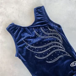 Dansebutikken Dragter Piger-Mørkeblå velour gymnastikdragt piger The zone