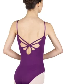 Dame Dansebutikken Balletdragter Damer-Mørkelilla dragt med strop design på ryggen fra BalletRosa