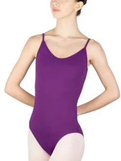 Dame Dansebutikken Balletdragter Damer-Mørkelilla dragt med strop design på ryggen fra BalletRosa