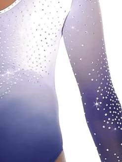 Dansebutikken Dragter Piger-Navy/hvid gymnastikdragt med rhinsten til piger