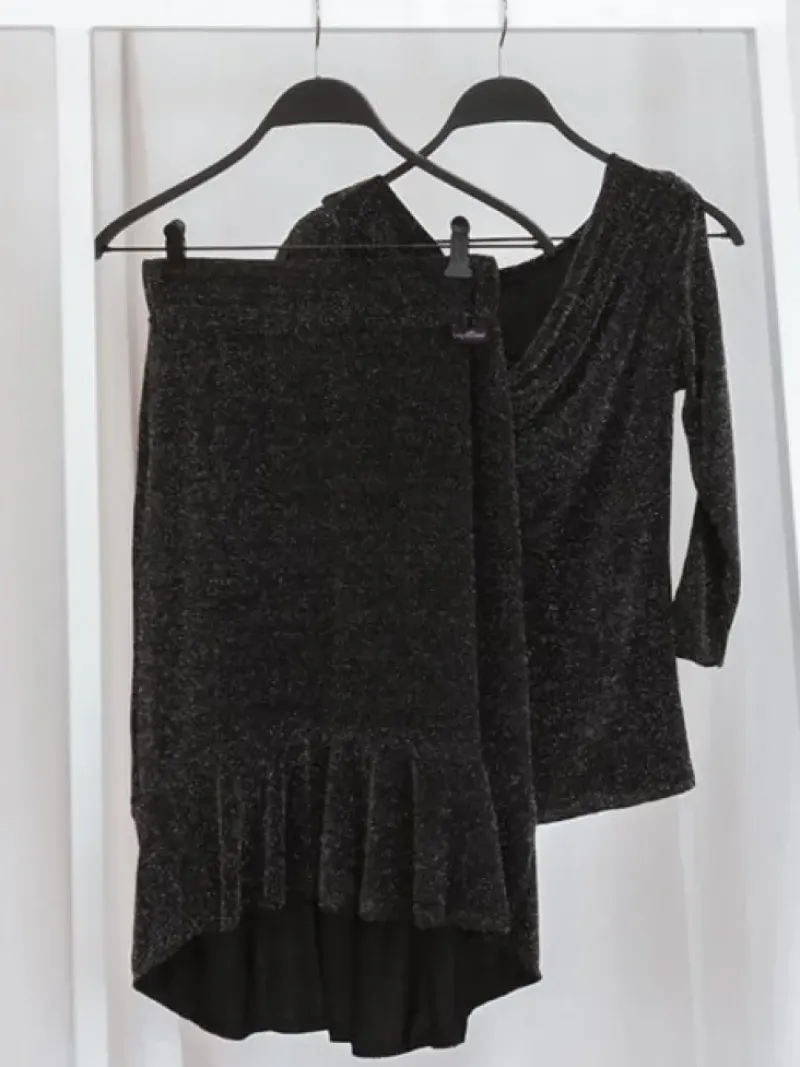 Dame Dansebutikken Danseunderdele Damer-Nederdel med glimmer til damer - Ready4dance