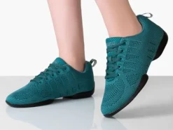Dame Dansebutikken Salsasko Damer|Swingsko Damer-Petrol farvet dansesneaker i åndbar strik til damer - Suny