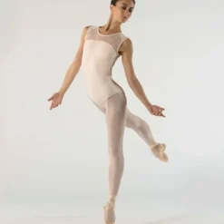 Dame Dansebutikken Balletdragter Damer-Pudderfarvet dragt m. blonde fra ballet Rosa