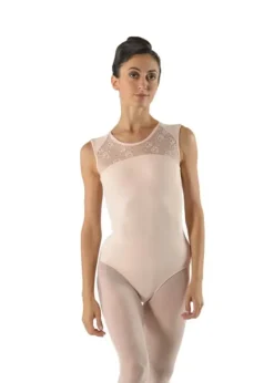 Dame Dansebutikken Balletdragter Damer-Pudderfarvet dragt m. blonde fra ballet Rosa
