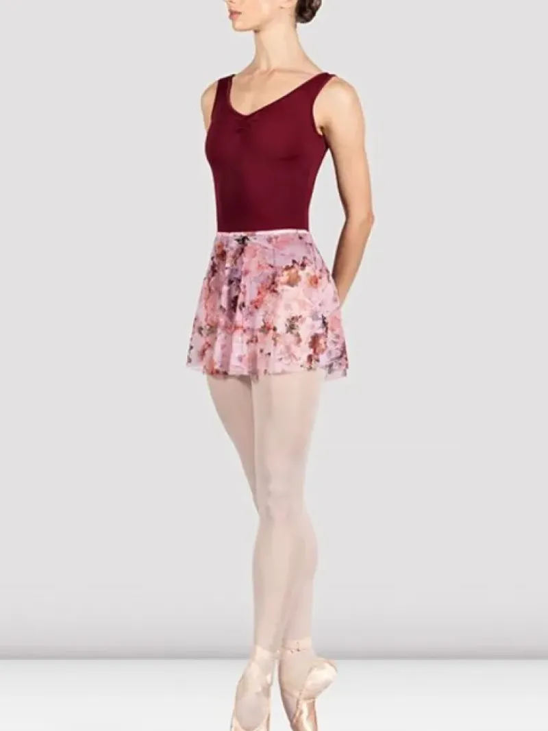 Dame Dansebutikken Underdele Damer|Ballet Underdele Damer-Pull on skørt med smukt rødlig print af blomster fra Bloch