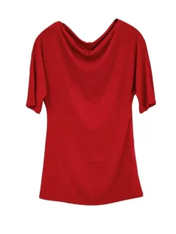 Dame Dansebutikken Danseoverdele Damer-Rød bluse med bådhals og halv lange ærmer