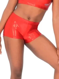 Dansebutikken Underdele Til Disco|Underdele Piger-Røde blanke gymnastikshorts piger The zone