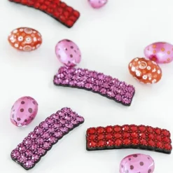 Dansebutikken Gymnastik Hårtilbehør|Hår Accessories-Rødt clic-clac hårspænde med rhinsten