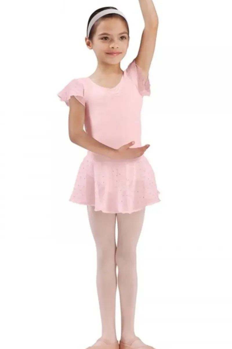Børn Dansebutikken Gymnastikkjole Piger|Ballet Underdele Børn-Rosa chiffon skørt med palietter til piger Bloch