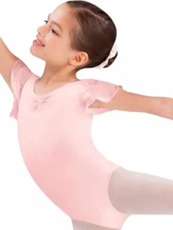 Børn Dansebutikken Balletdragter Børn-Rosa dragt til piger med chiffon ærme og palietter Bloch