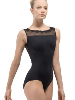 Dame Dansebutikken Balletdragter Damer-Sort balletdragt m. mesh og broderi Ballet Rosa