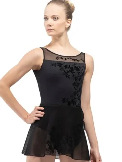 Dame Dansebutikken Balletdragter Damer-Sort balletdragt med mesh og broderi fra BalletRosa