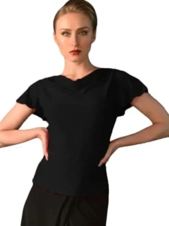 Dame Dansebutikken Danseoverdele Damer-Sort bluse med butterfly ærmer fra Danceeverywear