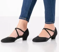 Dame Dansebutikken Tangosko Damer|Social Dansesko-Sort lav ruskinds dame dansesko Werner Kern - Ronja