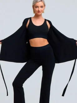 Dansebutikken Yogabluser-Sort Tempsdanse lang Crossover bluse