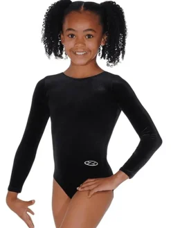 Dansebutikken Dragter Piger-Sort velour basic gymnastikdragt piger The zone