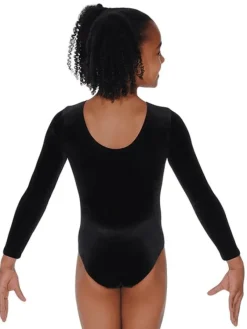 Dansebutikken Dragter Piger-Sort velour basic gymnastikdragt piger The zone