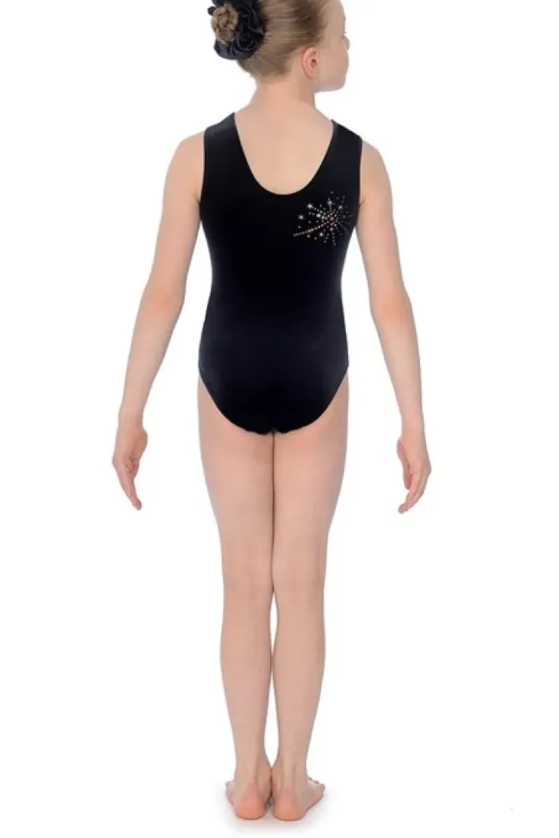 Dansebutikken Dragter Piger-Sort velour gymnastikdragt piger The zone