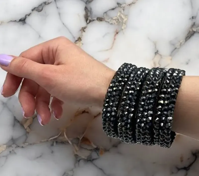 Dansebutikken Smykker Til Dans-Sorte rhinsten armbånd