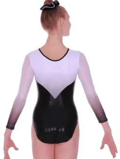 Dansebutikken Dragter Piger-Sort/hvid skinnende gymnastikdragt piger The zone