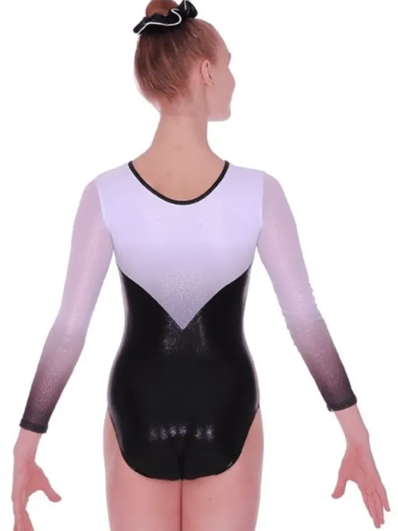 Dansebutikken Dragter Piger-Sort/hvid skinnende gymnastikdragt piger The zone