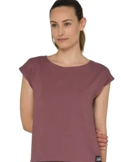 Dansebutikken Pilates Overdele|Yogabluser-Tempsdanse dæmpet rødbrun t-shirt til al træning