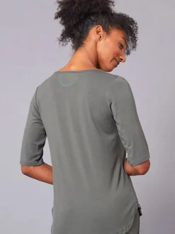 Dansebutikken Pilates Overdele|Yogabluser-TempsDanse khaki grøn bambus t-shirt