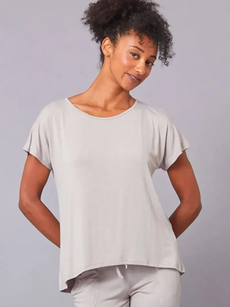 Dansebutikken Pilates Overdele|Yogabluser-Tempsdanse latte farvet blød bambus t-shirt