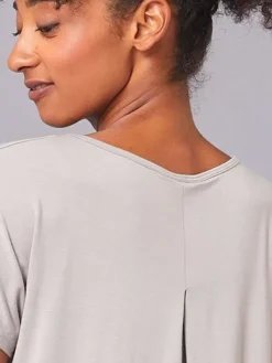 Dansebutikken Pilates Overdele|Yogabluser-Tempsdanse latte farvet blød bambus t-shirt